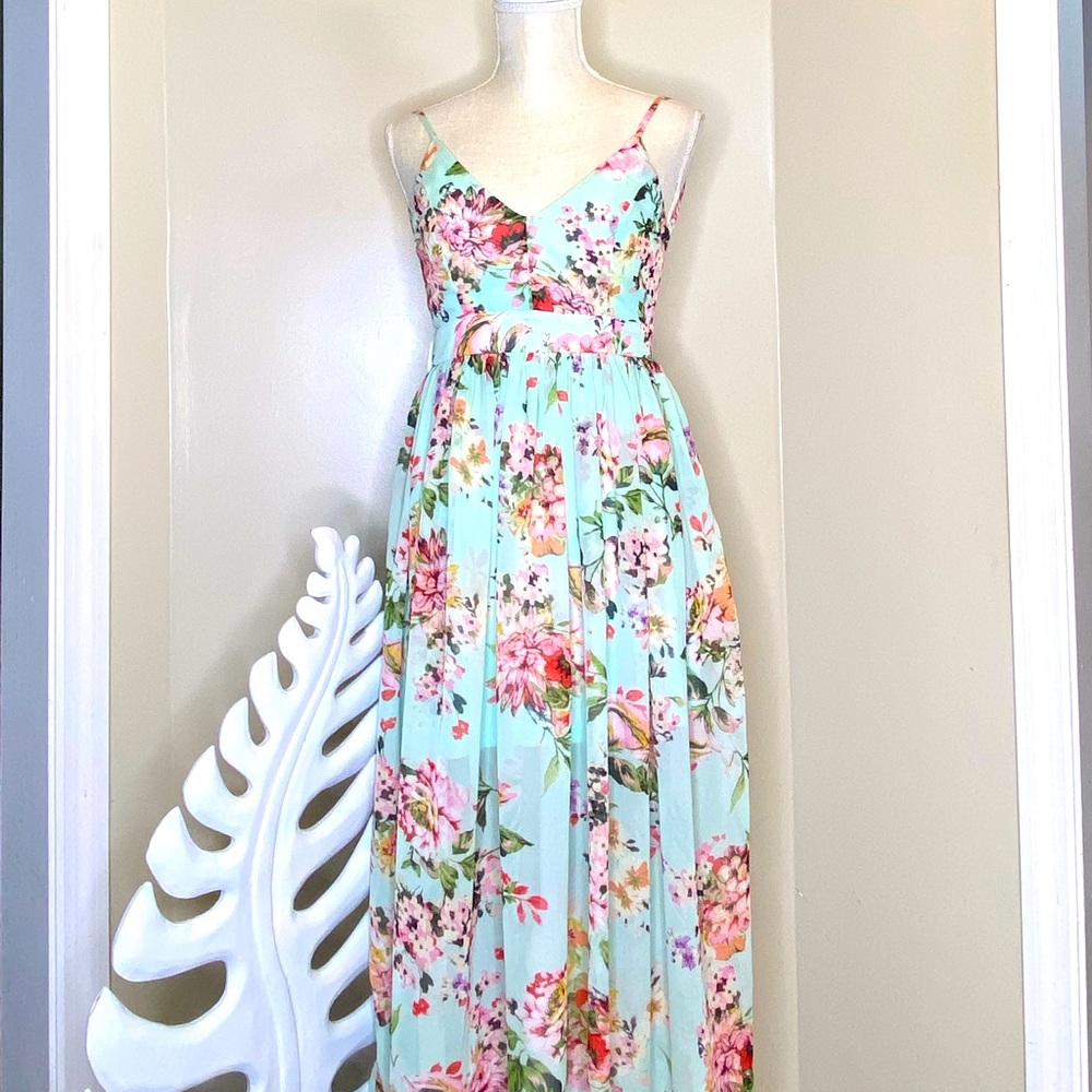 Maxi Dress Spaghetti Strap Floor Length Party Long Dress Size S